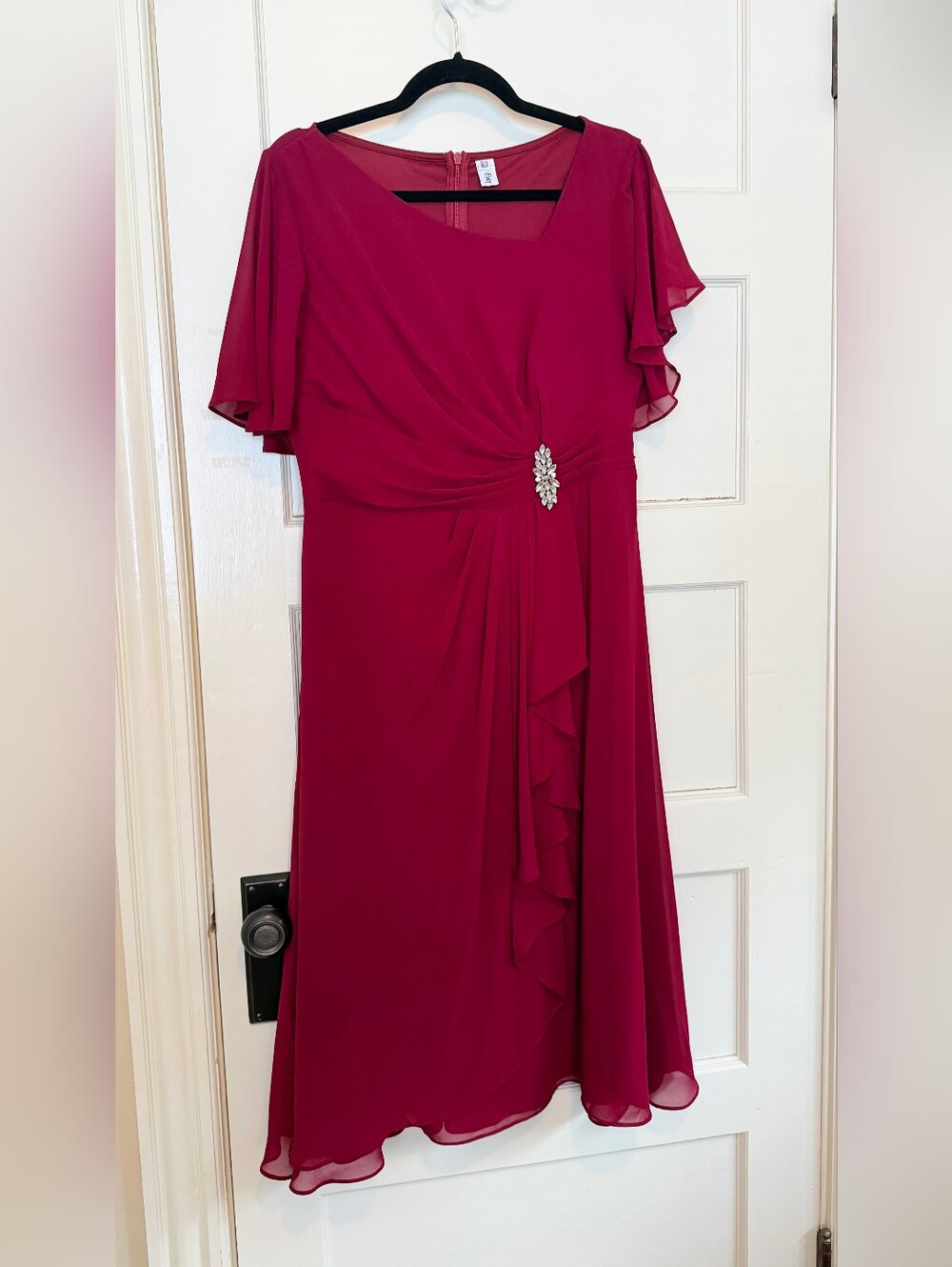 Ever Pretty Pleated Chiffon Ruffle Sleeve Dress, NWOT